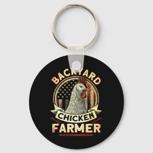 Ckyard Chicken Farmer 4th Of July Usa Flag Key Ring