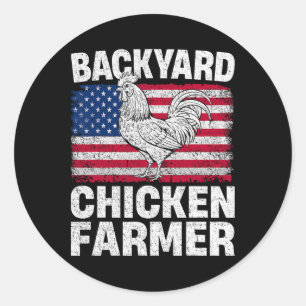 Ckyard Chicken Farmer Usa Flag Patriotic 4th Of Ju Classic Round Sticker