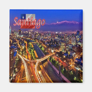 CL - Chile - Santiago - Night View Magnet