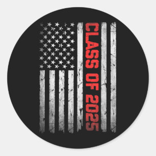 Cl Of 2025 Flag Usa Senior 2025 Graduation 25 Mens Classic Round Sticker