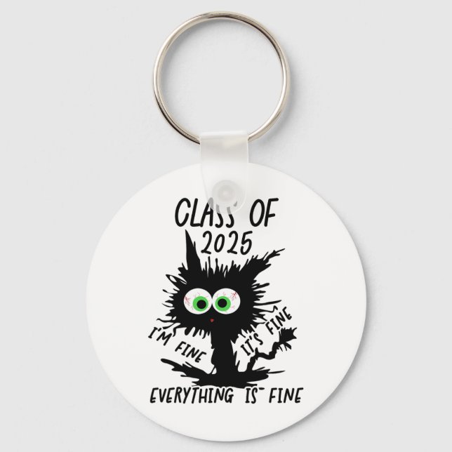 Cl Of 2025 Funny Black Cat  Key Ring (Front)