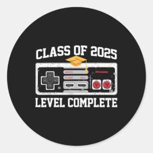 Cl Of 2025 Level Complete Video Gamer Senior Gradu Classic Round Sticker