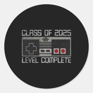 Cl Of 2025 Level Complete Video Gamer Senior Gradu Classic Round Sticker