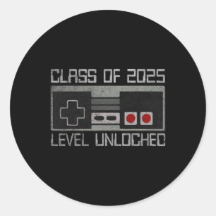 Cl Of 2025 Level Unlocked Back To School Gamer Tee Classic Round Sticker