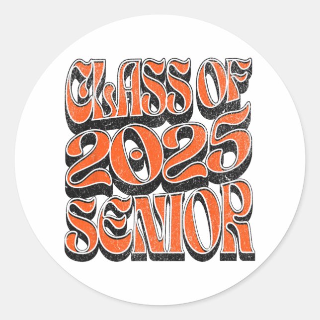 Cl Of 2025 Senior  Classic Round Sticker (Front)