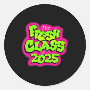 Cl Of 2025 Senior Fresh 90s Tv Style Retro Graduat Classic Round Sticker