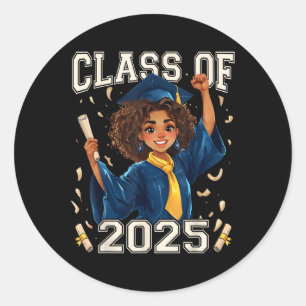 Cl Of 2025 Senior Graduate Graduation Girl Women  Classic Round Sticker