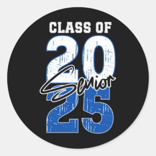 Cl Of 2025 Senior Graduation 2025 Blue Long Sleeve Classic Round Sticker