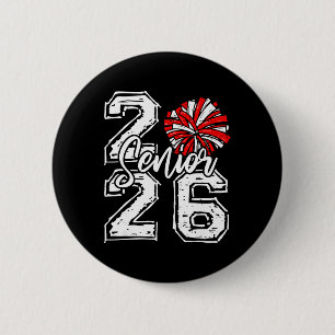 Cl Of 2026 Cheer Senior 2026 Red Pom Pom Cheerlead 6 Cm Round Badge