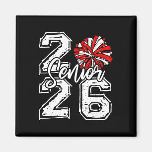Cl Of 2026 Cheer Senior 2026 Red Pom Pom Cheerlead Magnet