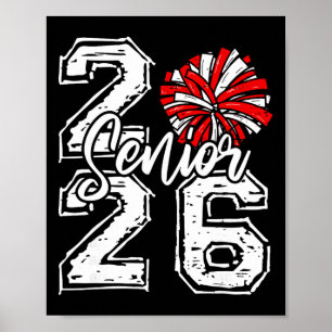 Cl Of 2026 Cheer Senior 2026 Red Pom Pom Cheerlead Poster