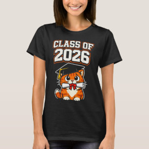 Cl Of 2026 Graduation Cat Diploma Cartoon  T-Shirt