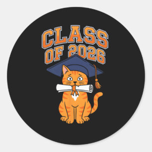 Cl Of 2026 Graduation Cat Diploma Classic Round Sticker