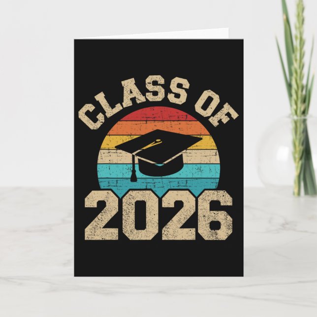 Cl Of 2026 Graduation Hat Retro  Card (Front)