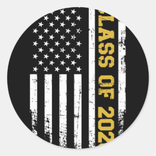 Cl Of 2026 Graduation Us Vintage Flag Classic Round Sticker