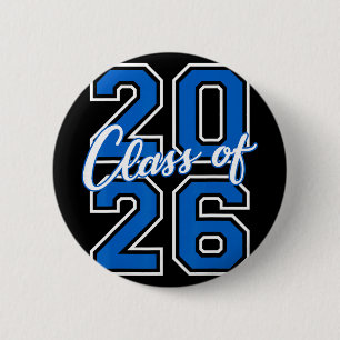 Cl Of 2026 Graduation Varsity Blue White Letters 6 Cm Round Badge