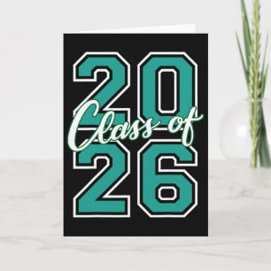 Cl Of 2026 Graduation Varsity Teal White Letters Card