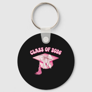 Cl Of 2026 Pink Coquette Bow Cap Senior 2026 Gradu Key Ring