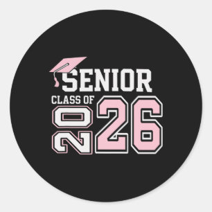 Cl Of 2026 Pink Senior Girls Graduation First Day Classic Round Sticker