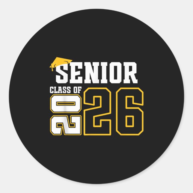 Cl Of 2026 Senior 26 High School Graduation Black  Classic Round Sticker (Front)