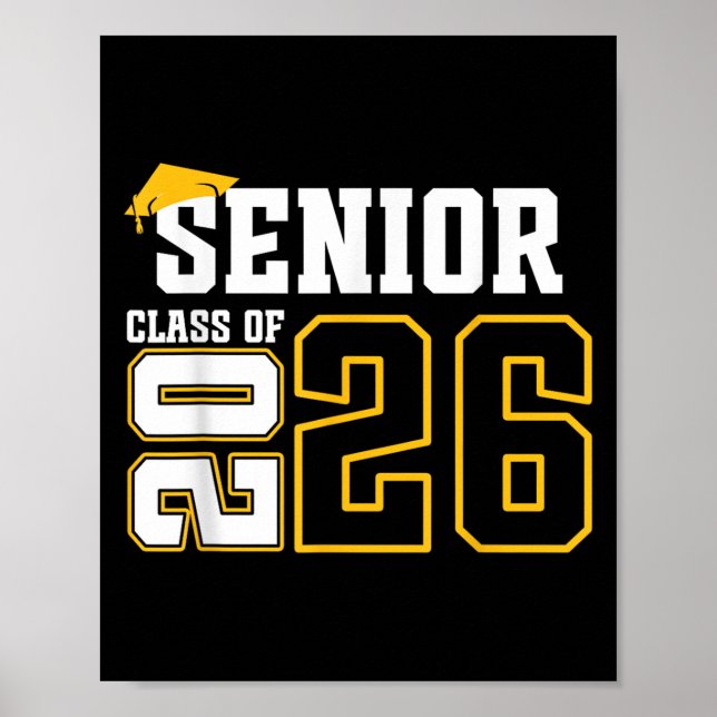 Cl Of 2026 Senior 26 High School Graduation Black  Poster (Front)