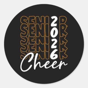 Cl Of 2026 Senior Cheer Cheerleader Cheerleading W Classic Round Sticker