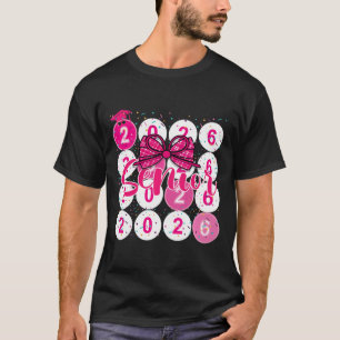 Cl Of 2026 Senior Coquette Pink Bow Graduation Fam T-Shirt