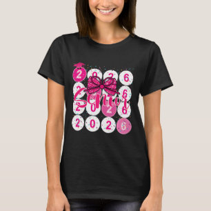 Cl Of 2026 Senior Coquette Pink Bow Graduation Fam T-Shirt