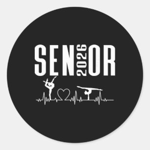 Cl Of 2026 Senior Gymnastics Themed Gymnast Heartb Classic Round Sticker