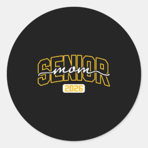 Cl Of 2026 Senior Mom High School Graduation Black Classic Round Sticker