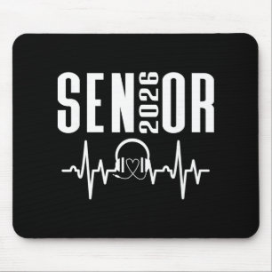 Cl Of 2026 Senior Music Headphones Themed Heartbea Mouse Pad