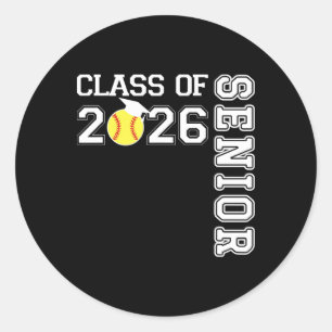 Cl Of 2026 Senior Softll Player Graduation Classic Round Sticker