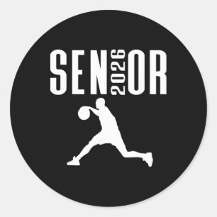 Cl Of 2026 Senior Sports Themed Sketll Player Grap Classic Round Sticker
