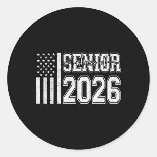 Cl Of 2026 Senior Year 2026 American Flag Graduati Classic Round Sticker