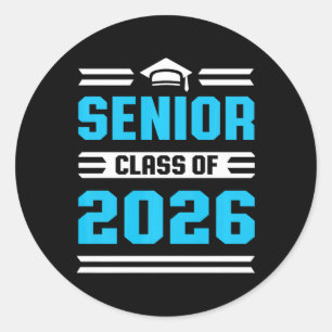 Cl Of 2026 Shirt Senior College High School Gradua Classic Round Sticker