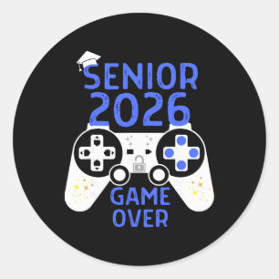 Cl Of 2026 Shirt Senior Video Game Over School Gam Classic Round Sticker