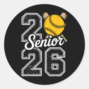 Cl Of 2026 Softball Senior 2026 Last Day Of School Classic Round Sticker