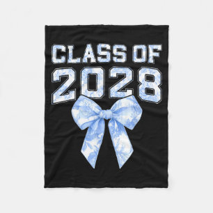 Cl Of 2028 Blue Toile Floral Coquette Bow Girl Kid Fleece Blanket