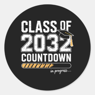 Cl of 2032 Count Down Graduating First Day 8th Classic Round Sticker