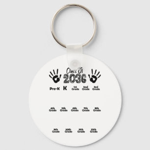 Cl Of 2036 Grow With Me Shirt Handprint Pre-k 12th Key Ring