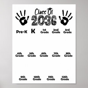 Cl Of 2036 Grow With Me Shirt Handprint Pre-k 12th Poster