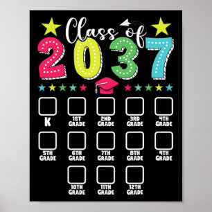 Cl Of 2037 Graduation Checklist Kindergarten 12th Poster
