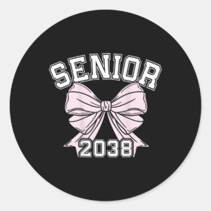 Cl Of 2038 Senior Coquette Bow Aesthetic Classic Round Sticker