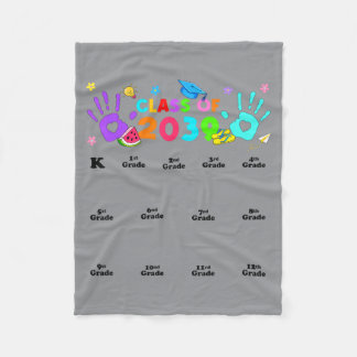 Cl Of 2039 Watch Grow Handprint Pre-K 12th Grade Fleece Blanket