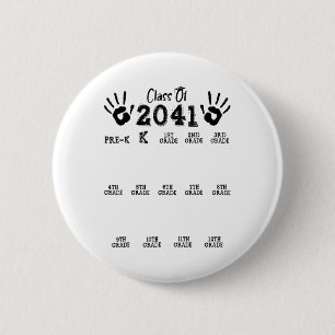 Cl Of 2041 Grow With Me Shirt Handprint Pre-k 12th 6 Cm Round Badge