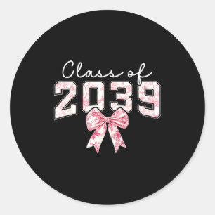 Cl Of 20&#; Grad Preppy Coquette Bow Girly Girl K Classic Round Sticker