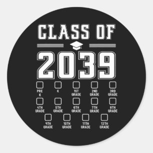 Cl Of 20&#; Grow With Me Pre-k To 12th Grade Chec Classic Round Sticker