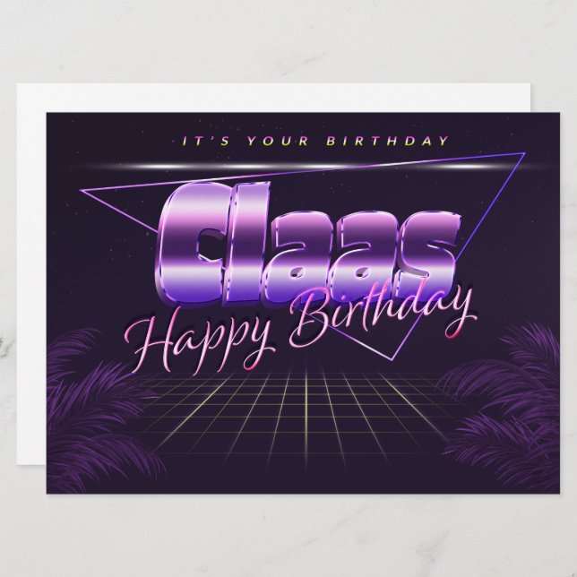 Claas name first name lila retro card birthday (Front/Back)