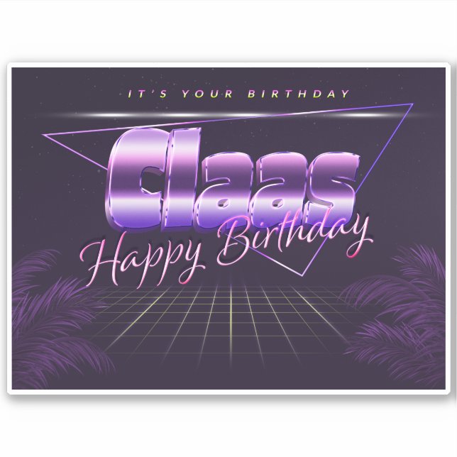 Claas name first name lila retro sticker birthday (Front)