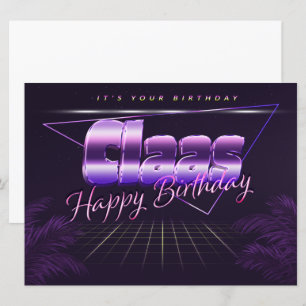 Claas Name Vorname lila retro Karte Geburtstag Card